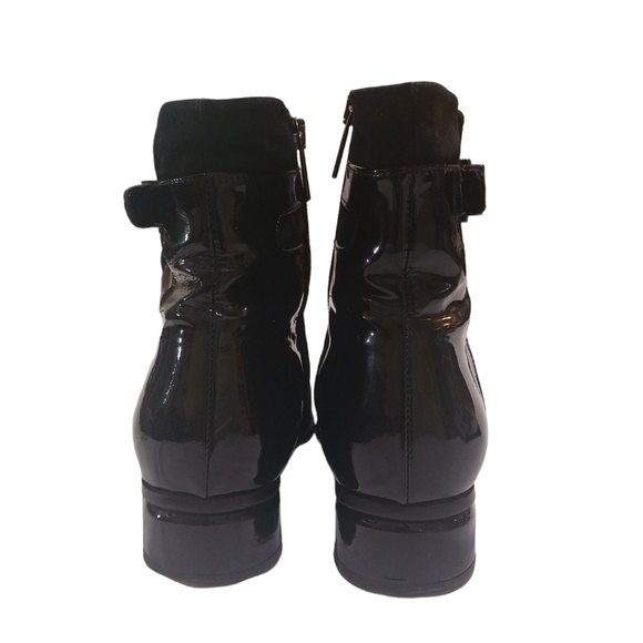 Aquatalia Black Suede and Patent Leather Boots Ankle Booties Size 7.5 - Picture 6 of 13